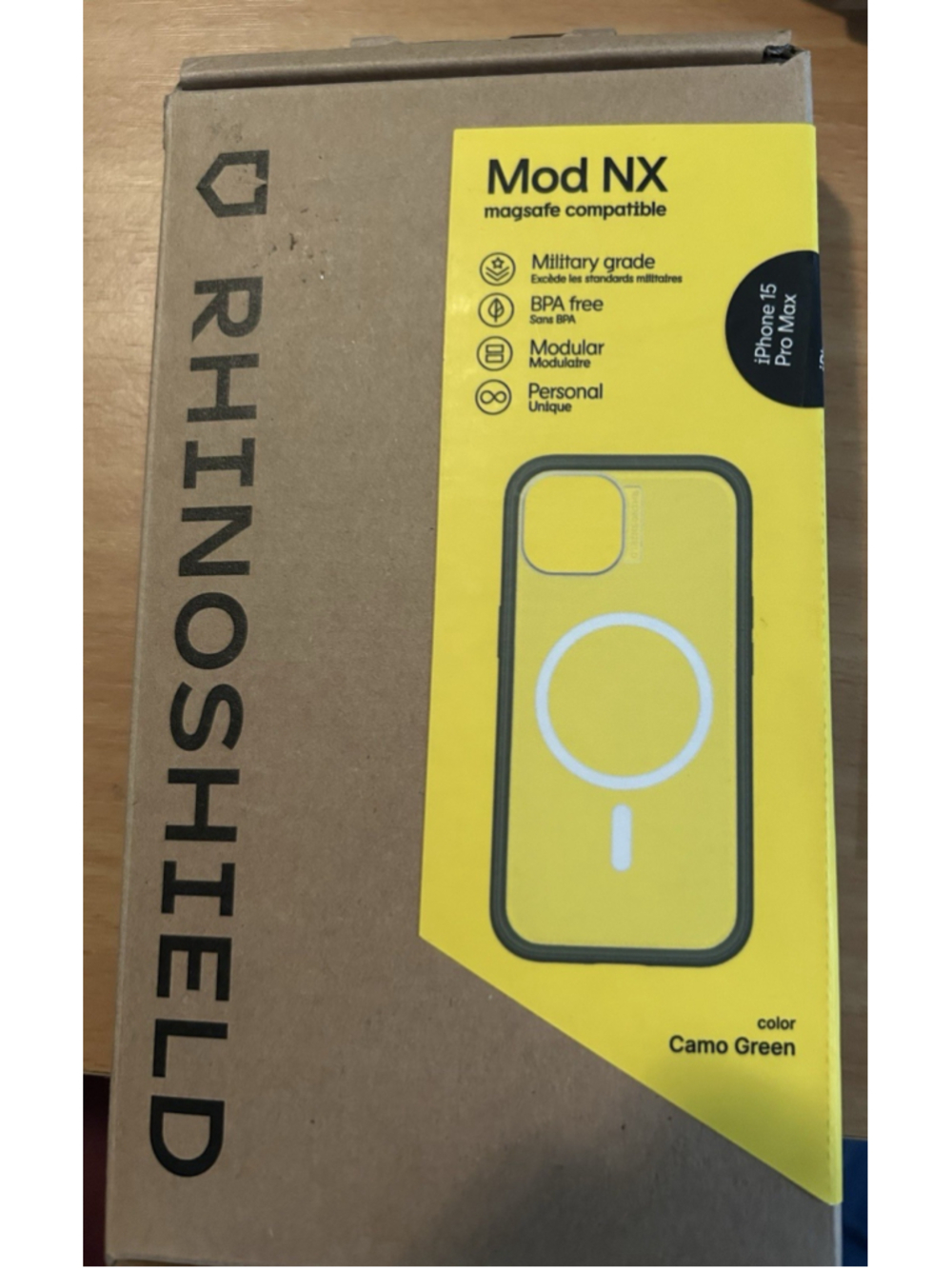 Rhinoshield MOD NX iPhone 15 Pro Max Phone Protector Camo Green Military Grade